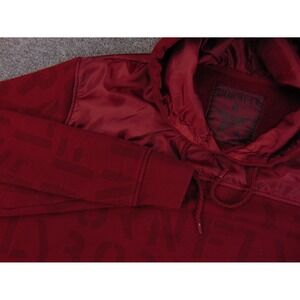 Born Fly Hoodie Men 3XL Burgundy Red Allover Logo Nylon Panel Hip Hop Streetwear